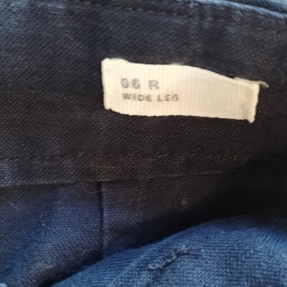 GAP D&R Wide Leg Self Tie Uniform Linen Cotton Navy Blue Trousers Pants 6 2017 - Picture 8 of 16